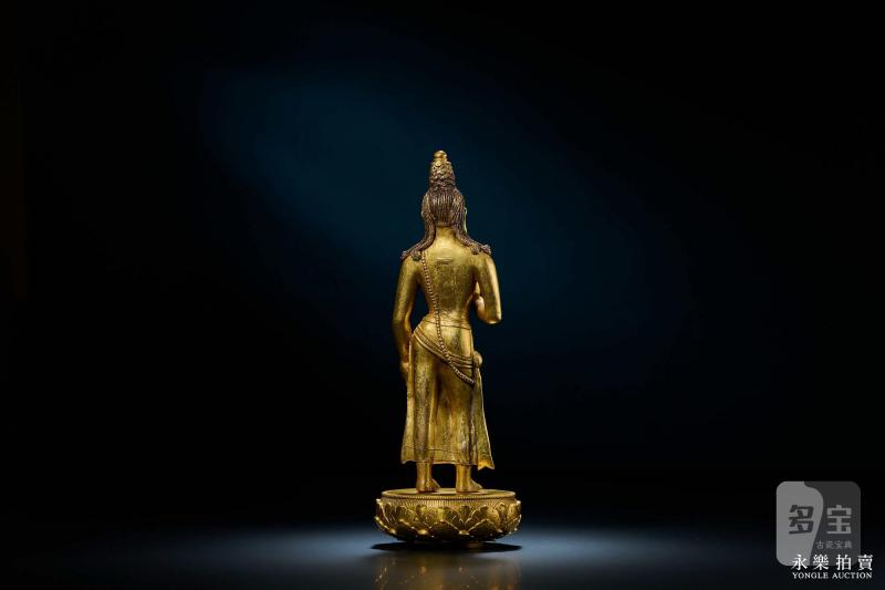 17-18世纪 （扎纳巴扎尔风格）铜鎏金弥勒菩萨立像 - 图5